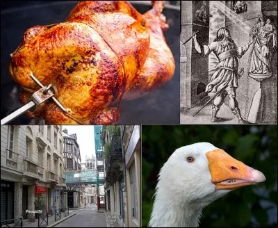 Allons dans la rue nommée « vicus ubi coquuntur anseres » !
Dans cette rue, vous auriez pu rencontrer un des mousquetaires du roi, Porthos, l'ami de D'Artagnan. N'oubliez pas que cet endroit est proche de l'ancien marché des Halles !
Saurez-vous retrouver le nom actuel de cette rue et son origine ?