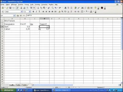 Sur un tableur que signifie, la formule : "= produit (A2 : C2)" ?