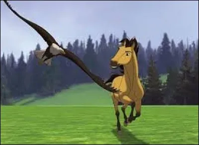 Comment s'appelle l'aigle pygargue qui vole aux côtés de Spirit, l'étalon des plaines ?