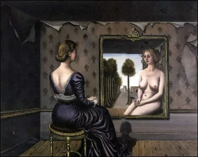 Quel artiste surréaliste a représenté cette femme se regardant dans une glace ?