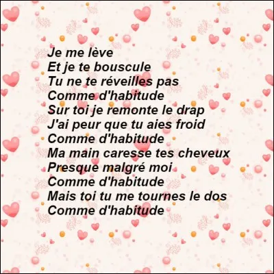 Une chanson maintes fois reprise mais qui en reste magnifique...