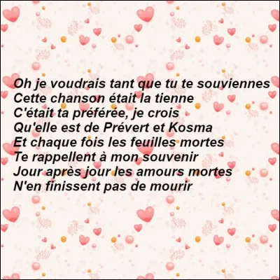 Quel est le titre du single auquel appartiennent ces paroles ?