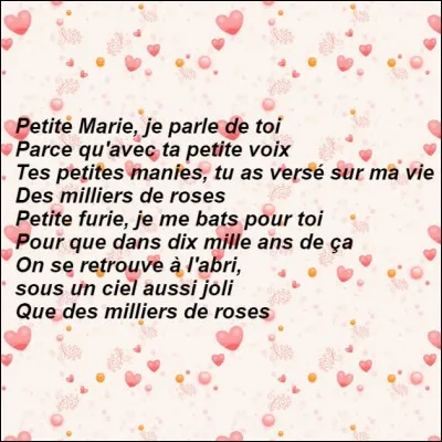Qui nous chantait ces paroles ?