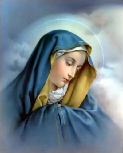 Pourquoi la sainte Vierge est-elle vêtue d'une robe bleue ?