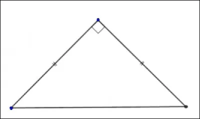 Un triangle isoc&egrave;le rectangle a deux c&ocirc;t&eacute;s de m&ecirc;me longueur et un angle droit.