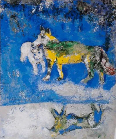Ceci est une illustration de la fable "Le cheval et le chien", qu'il réalisa à la demande d'Ambroise Vollard en 1926.