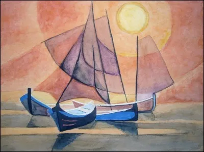 De qui sont ces bateaux au coucher du soleil ?