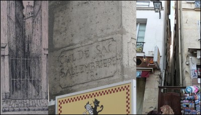 Allons au « 4bis rue Saint-Séverin » !
Je vous laisse chercher en quoi cette partie de Paris est remarquable ! Pour vous aider, sachez que cet endroit s'appelait « Cul-de-sac Sallembrière » (ou salembrière), qu'il est difficile d'y circuler !
Quelle est cette particularité ?