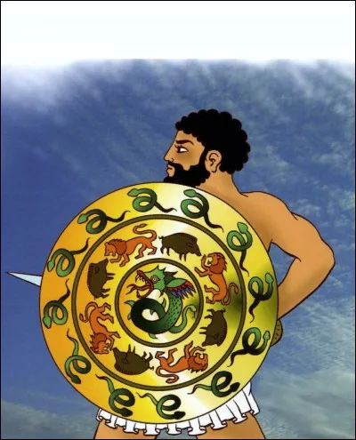 Fils d'Arès, il apparaît dans un poème affrontant son oncle dans le "bouclier d'Héraclès". Qui est-il ?