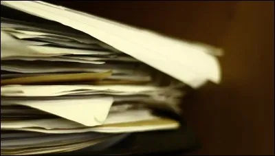 Mrs Dock had her secretary ....... a pile of documents.