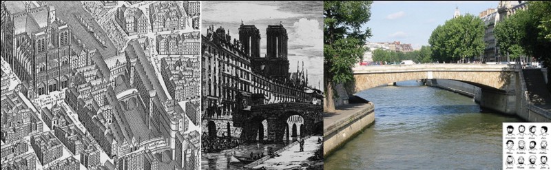 Allons au « Petit-Pont », depuis 2013, renommé « Petit-Pont-Cardinal-Lustiger » !Ce pont, ou plutôt ces ponts, portent le même nom depuis 20 siècles ! Le premier pont date de la période romaine. Le dernier construit date de 1853, donc du règne de Napoléon III.Combien de ponts ont été construits à cet endroit pendant cette période ?
