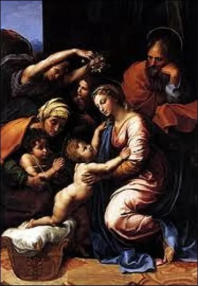 Huile sur bois transférée sur toile en 1751, ''La Sainte Famille de François Ier'' est une œuvre datant d'environ 1518. Mesurant 2,07 m sur 1,40 m, elle est conservée au musée du Louvre à Paris. Quel artiste italien de la haute Renaissance a peint ce chef-d'œuvre ?