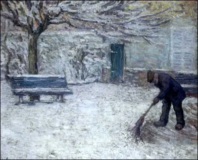 Qui a représenté cet "Homme balayant la neige dans une cour" ?