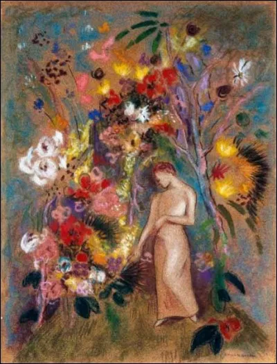 Qui a peint "Silhouette de femme dans les fleurs" ?