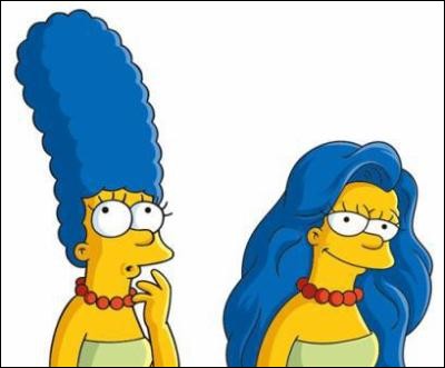 De quoi est originaire la haute chevelure distinctive de Marge Simpson ?
