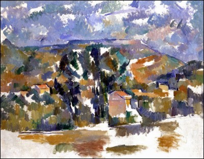 Jusqu'alors, seule une toile entièrement recouverte de peinture était considéree comme une uvre d'art achevée. En incluant des espaces vides à "Mont de Cengle", Paul Cézanne rompt avec cette tradition. 
De quand cette toile (exposé à Martigny, Fondation Gianadda, du 16.6. au 19.11.17) date-t-elle ?