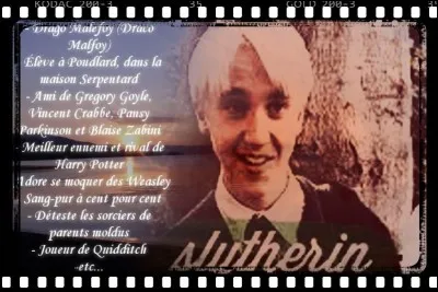 Décidément, Drago n'a pas de chance avec les rentrées. Voilà qu'il se retrouve, encore une fois, victime d'un incident. En effet, pour l'empêcher d'attaquer Harry, le professeur Maugrey l'a transformé en...