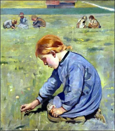 Qui a peint "Fillette cueillant des fleurs" ?
