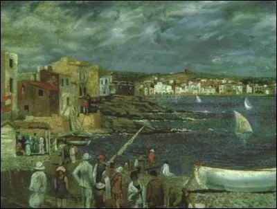 Une autre vue, au ciel et nuages bien tourmentés, d'une plage catalane. Qui l'a peinte ?