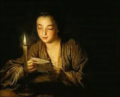 Mesurant 0,64 m sur 0,79 m, "Jeune Fille lisant une lettre à la bougie" est l'oeuvre d'un peintre français du mouvement classicisme (1651-1717) qui se nomme :