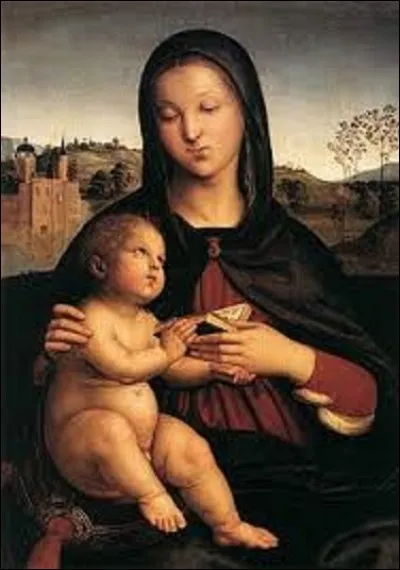 Peinte vers 1503, "La Madonne Pasadena" est une oeuvre religieuse de jeunesse d'un peintre italien de mouvement haute Renaissance. Représentant Marie assise, lisant un livre et tenant dans ses bras avec une grande tendresse, l'enfant Jésus, on aperçoit en arrière-plan, un paysage lacustre, avec un château et des collines parsemées d'arbustes dans le lointain. Qui est l'auteur de ce chef-d'oeuvre ?