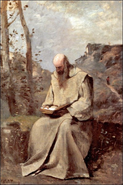 "Moine assis, lisant" (vers 1865)L'image du moine se r&eacute;p&egrave;te dans l'�uvre de cet artiste, lui-m&ecirc;me menant une sorte d'existence monastique. Le moine de la collection E.G. B&uuml;hrle est consid&eacute;r&eacute; comme le point culminant de la s&eacute;rie, ayant &eacute;t&eacute; r&eacute;alis&eacute; ult&eacute;rieurement et sans mod&egrave;le. "Servir son art tel un p&egrave;lerin", l'avez-vous reconnu ?