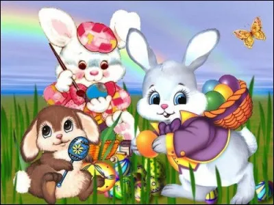 Combien d'ufs vois-tu dans le panier de papa lapin ?