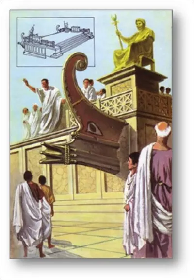 À Rome, la tribune des Rostres servait aux magistrats et aux orateurs pour arranger la foule. En l'honneur de quelle bataille navale ?