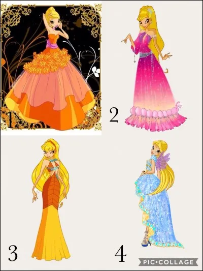 De quelle couleur est la robe de Stella dans l'épisode 1 "Le bal de la princesse" de la saison 3 ?