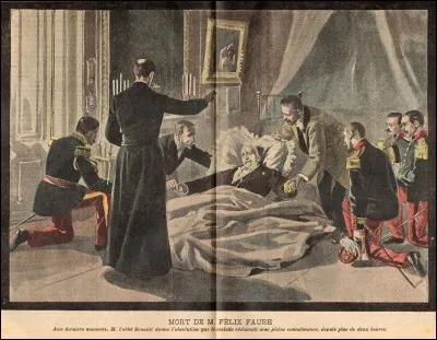 Comment parler de nos hommes d'état sans parler de Félix Faure, mortellement épuisé par sa fougueuse maîtresse, surnommée ensuite par la populace "la Pompe funèbre", mais avant ça, le personnel de l'Elysée lui avait donné un autre nom "l'Indécente de lit" !