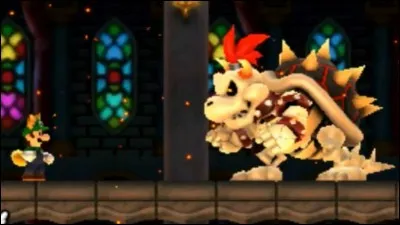 De quelle couleur sont les flammes de Bowser lorsqu'il est en squelette ?