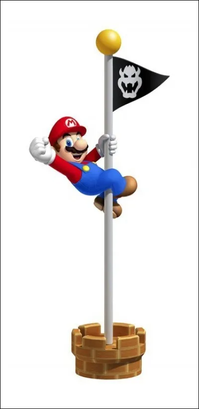 Dans Mario 3D Land, si Mario ou Luigi touche la boule jaune en haut du drapeau ci-dessus de quelle couleur sera le drapeau ?