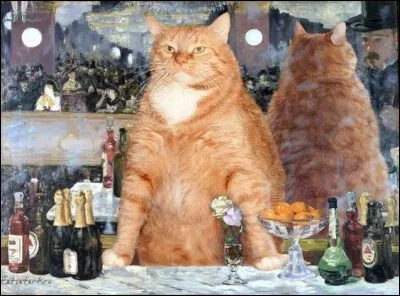 Sur la toile de qui, notre gros minou usurpe-t-il la place de la serveuse des Folies Bergère ?