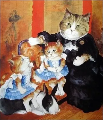 L'oeuvre de quel peintre vous rappelle cette maman chat-Charpentier et ses enfants ?