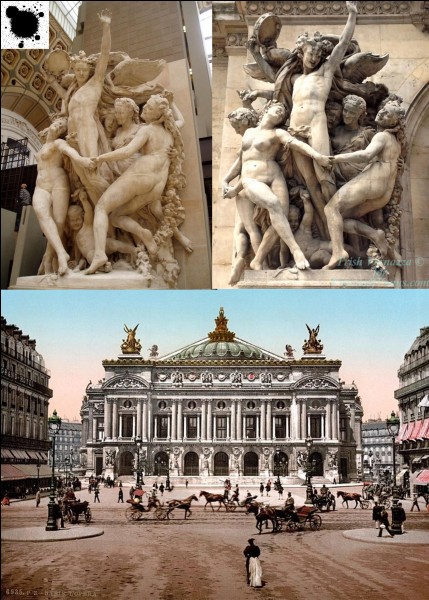 Allons « 8 Rue Scribe » et plus exactement à « l'opéra Garnier » !Sur la façade de l'opéra de Paris, on peut voir 4 statues représentant l'harmonie, la musique instrumentale, la danse, le drame lyrique. La statue représentant la danse a subi les outrages de la société et des hommes !Que lui arriva-t-il ?