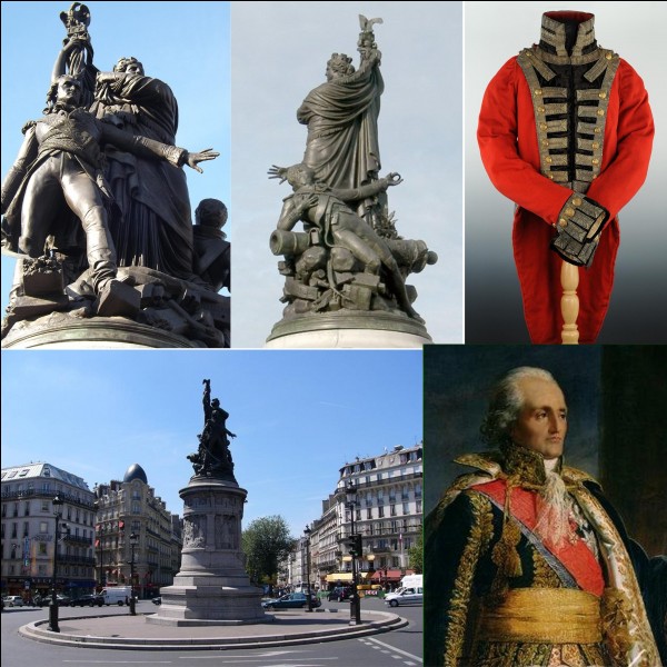 Allons « place de Clichy » !Au centre de la place, on peut voir une statue d'un officier français du XIXe siècle protégeant la représentation de la France. C'est l'un des derniers combats de cette période. L'armistice et le départ d'un dirigeant français arrêteront ce combat.Que s'est-il passé ?