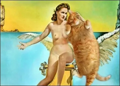 Sur la toile de qui, ce gros chat fait-il intrusion ?