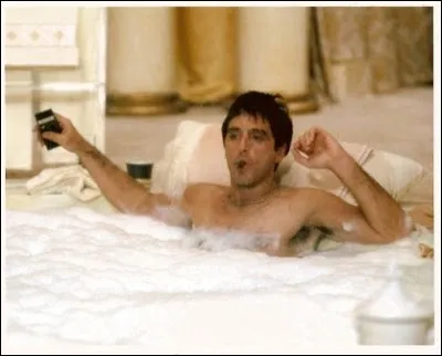 Dans le bain, et dans la salle de bain tout en marbre et dorures, c'est Al Pacino. Qui est - il dans ce film ?