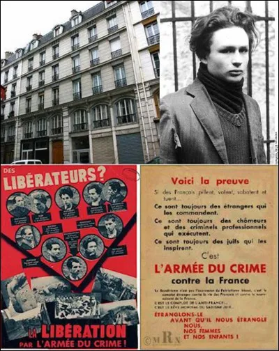 Allons « rue des immeubles industriels » !
Cette rue à la particularité d'avoir accueilli de nombreux ébénistes et menuisiers puis des tailleurs juifs. A une époque, il y avait 230 ateliers employant 2 000 personnes. Pendant la 2e Guerre mondiale, un résistant des FTP-MOI habitait dans cette rue.
Qui était ce Résistant qui a été fusillé au fort du Mont Valérien le 21 février 1944 ?