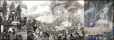 Allons « place de la Bastille » !
Suite à la destruction de la forteresse de la Bastille, plusieurs monuments l'ont remplacée.
Parmi ces trois monuments, lequel a été installé sur la place de la Bastille en premier ?