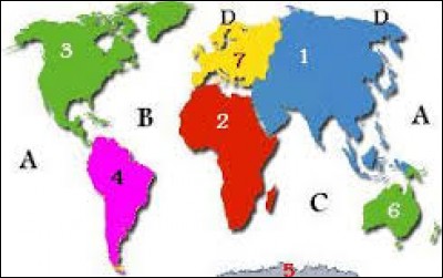 Quel continent est marqué par le chiffre 3 ?