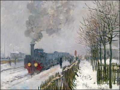 "Le train dans la neige, la locomotive" (1875)