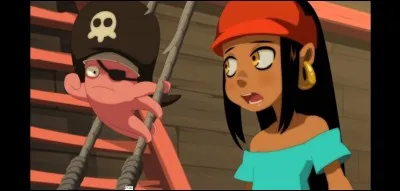 Comment s'appellent les 2 pirates qui acceptent de conduire Yugo et ses amis à l'île des Griffes pourpres ?