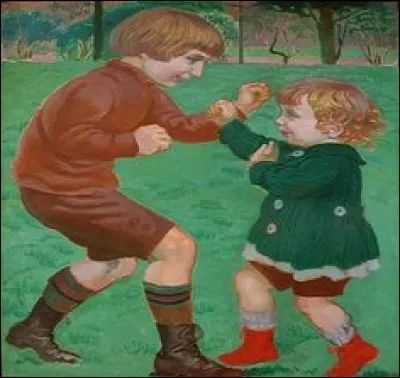 Sont-ils sympathiques ces deux enfants qui s'opposent et d&eacute;j&agrave; apprennent le noble art. De qui est ce tableau ?
