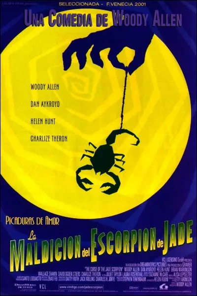 En ombre chinoise sur cette affiche, un scorpion. Quel est l'usage de l'animal dans le charmant film de Woody Allen "Le sortilège du scorpion de jade" (The curse of the jade scorpion) ?