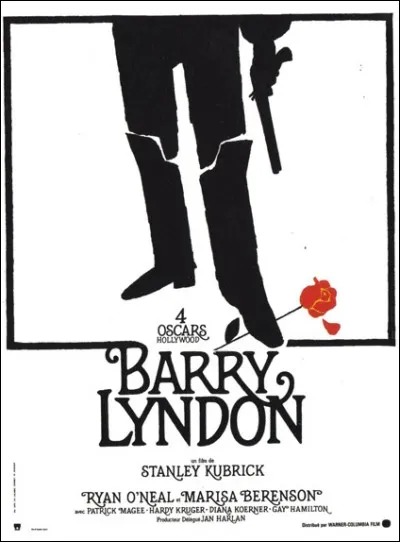 En ombre chinoise, sur l'affiche du film Barry Lyndon, de Stanley Kubrick, les jambes bottées de Barry. Pourquoi est-ce une idée quelque peu ironique ?