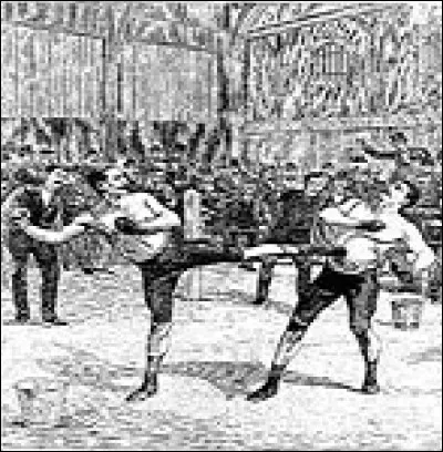 Née au XIXe siècle, enseignée par des maîtres d'armes et bâtonistes, la savate a des sources issues de l'Antiquité. Lesquelles ?