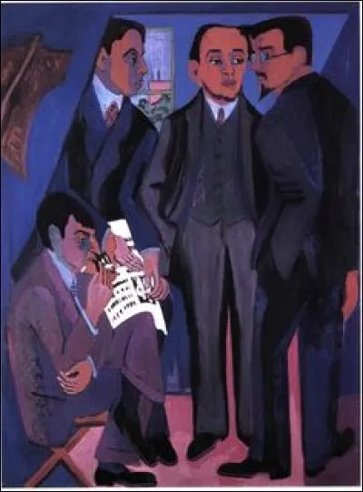 Quel peintre allemand s'est représenté avec d'autres peintres du groupe Die Brücke dans la toile "Un groupe d'artistes" ?