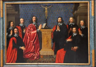 Quel peintre célèbre pour avoir été le seul peintre autorisé à peindre le cardinal de Richelieu en habit de cardinal est l'auteur du portrait de groupe "Le prévôt des marchands et les échevins de la ville de Paris" ?