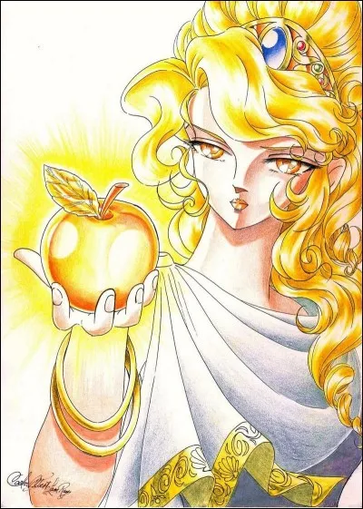 Qu'est-ce qui est écrit sous la pomme d'or ?